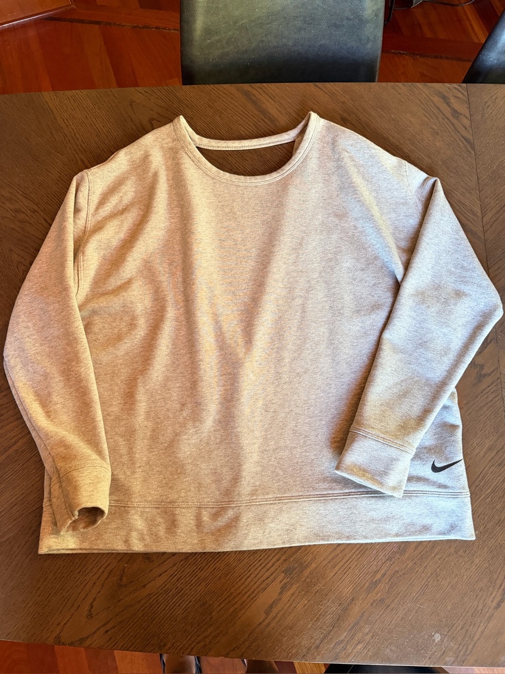 Nike Women's Crewneck Low Back Sweatshirt in Heather Gray